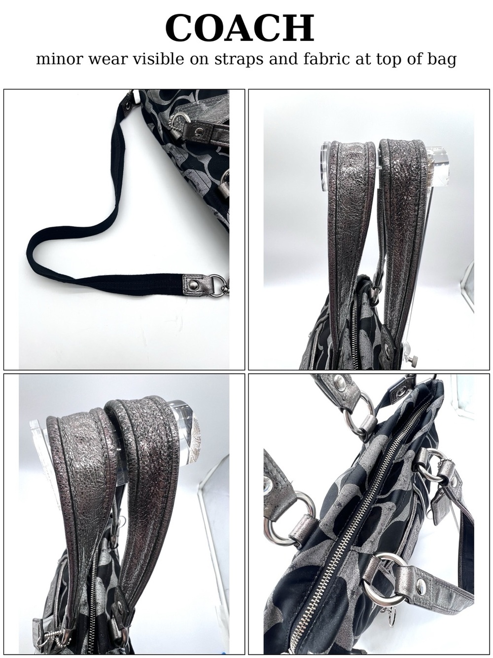 Coach Poppy Glam Tote 2009 Signature Black Silver w/original Hangtags MSRP $358 - Picture 12 of 16